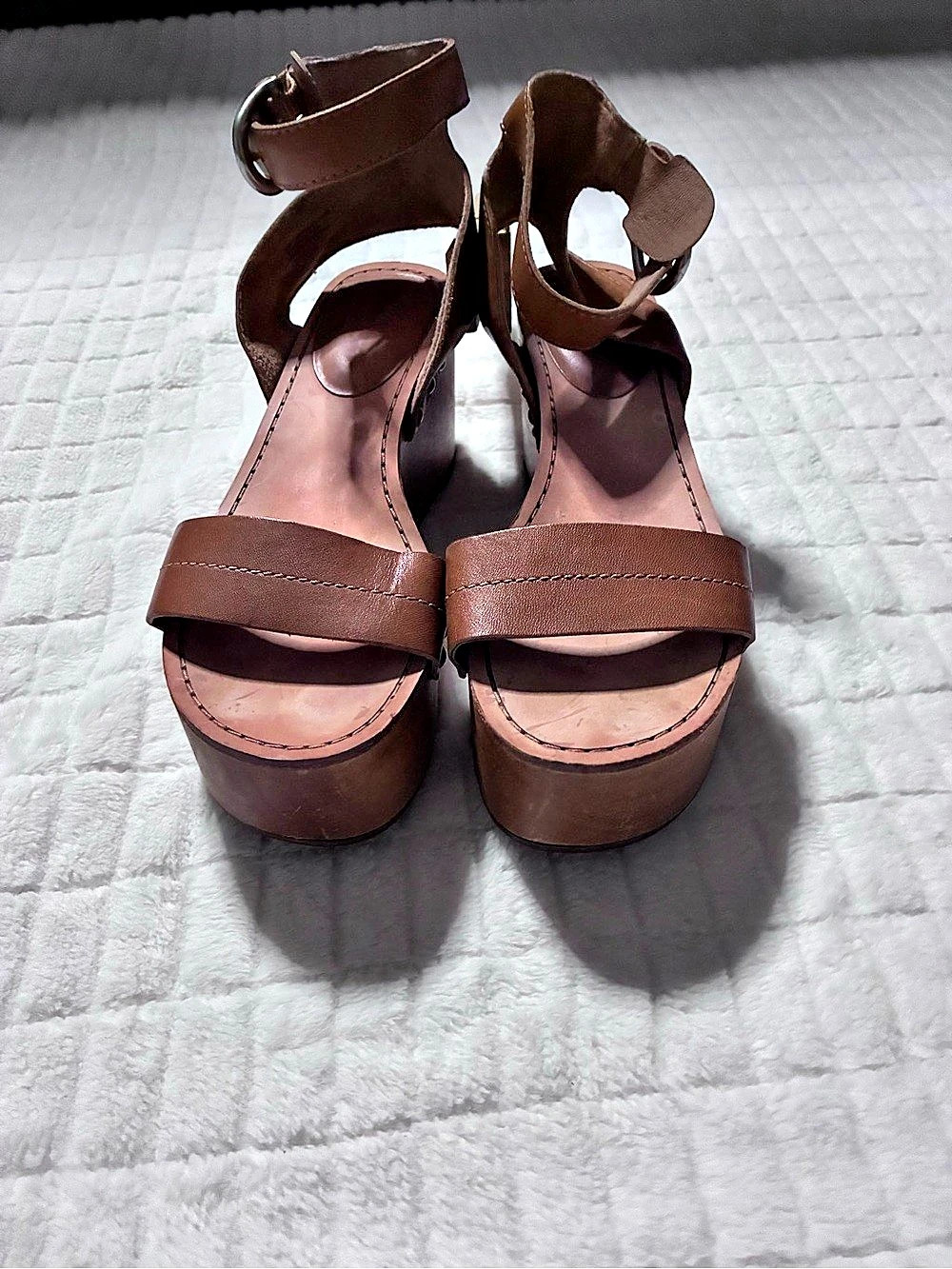 Frye wedge sandals Brown Leather US 7 - Picture 2 of 9